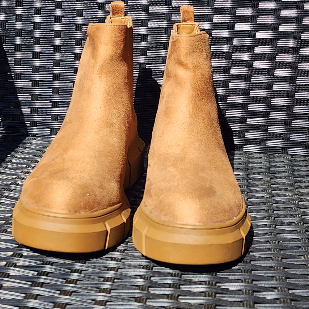 New BP Niya Tan Suede Chelsea Boots - Chunky Rubber Sole
